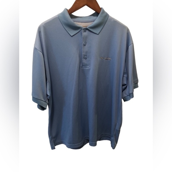 Columbia PFG Polo Shirt M Short Sleeve Blue Vented Back Fishing SPF   Outdoors - Picture 1 of 8